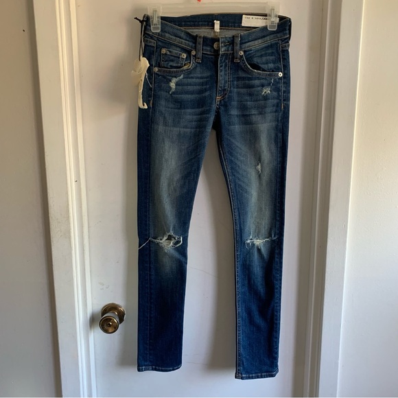 NWT Size 0 (23”) Rag & Bone distressed jeans Canyon Capri style - Picture 1 of 7